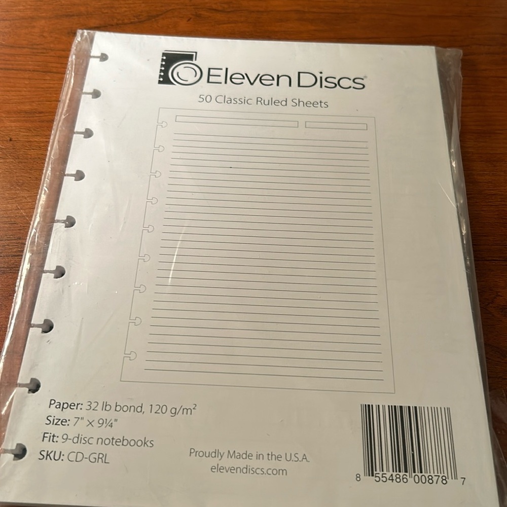 Filler paper for disc planner